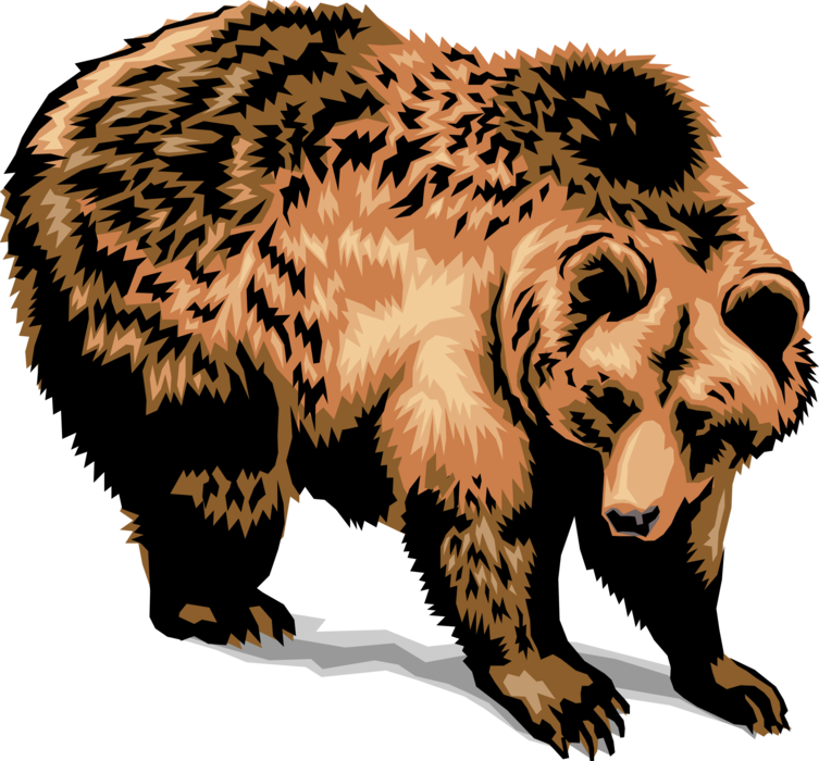 Vector Illustration of Large Brown Grizzly Bear
