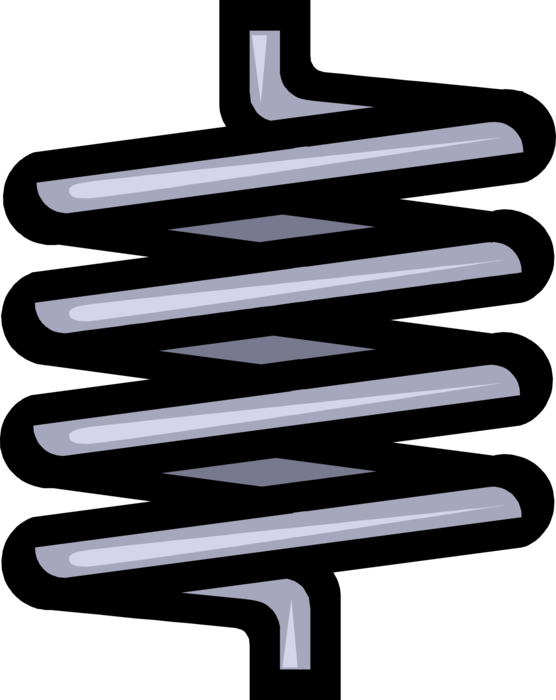Vector Illustration of Coil Spring Elastic Object Stores Mechanical Energy