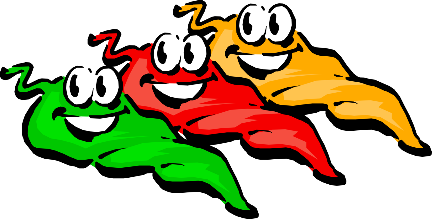 Vector Illustration of Anthropomorphic Hot Capsicum Peppers