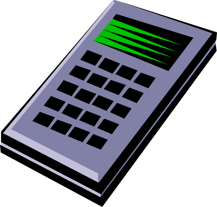 Vector Illustration of Calculator Portable Electronic Device Performs Basic Operations of Mathematics