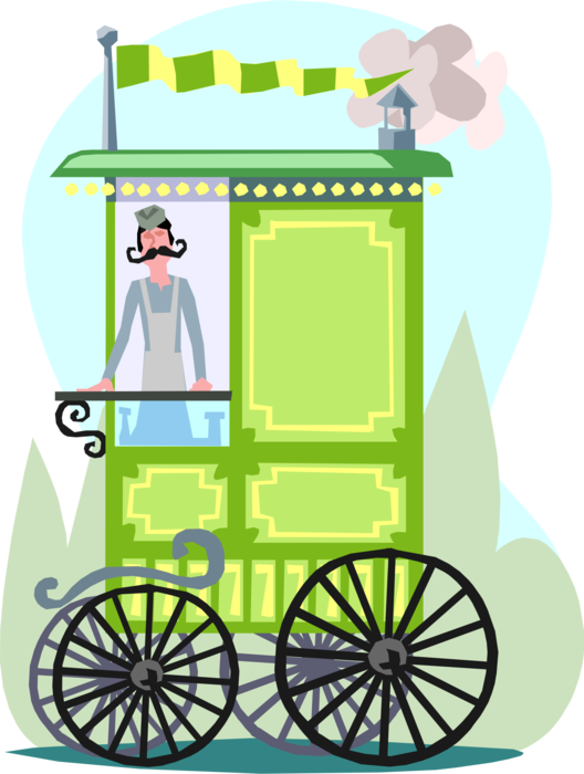 Vector Illustration of 19th Century Victorian Era Ice Cream Vendor Cart