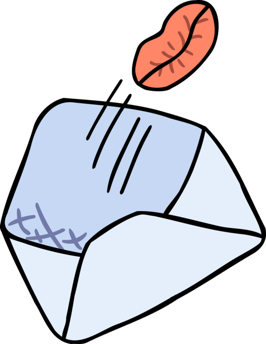 Vector Illustration of Envelope Sending Kiss of Love
