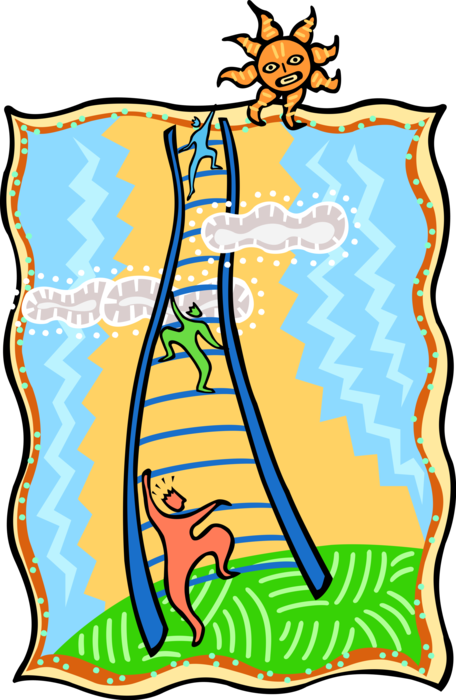 Vector Illustration of Climbing Corporate Ladder of Success