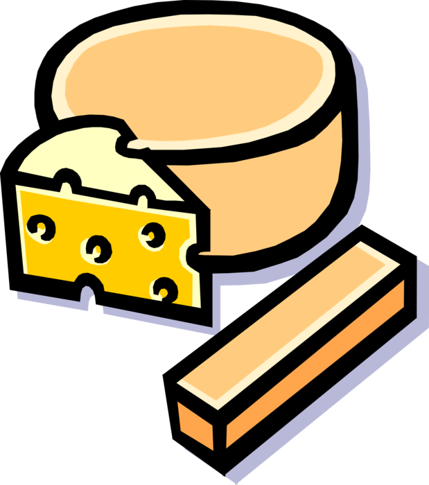 Vector Illustration of Fresh Cheese Food Derived from Dairy Milk