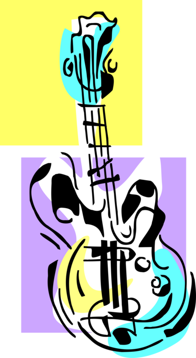 Vector Illustration of Electric Guitar Stringed Musical Instrument