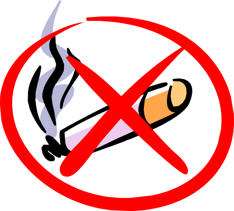 Vector Illustration of No Smoking or Tobacco Cigarette Smoking Cessation Sign