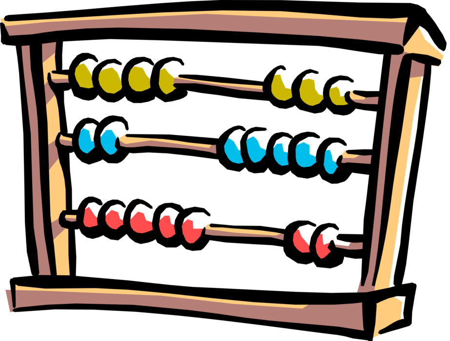 Vector Illustration of Abacus Counting Bead Frame Calculating Tool