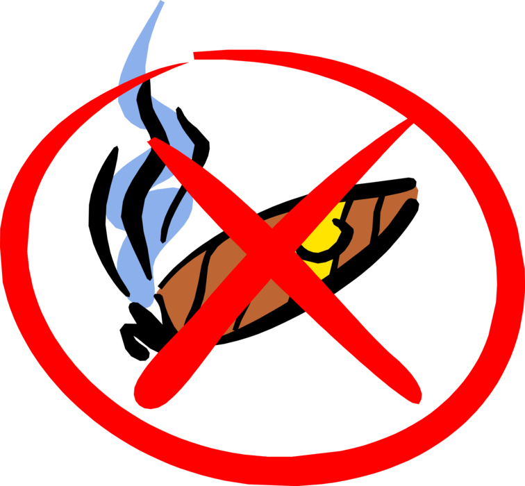 Vector Illustration of No Smoking or Tobacco Cigarette Smoking Cessation Sign