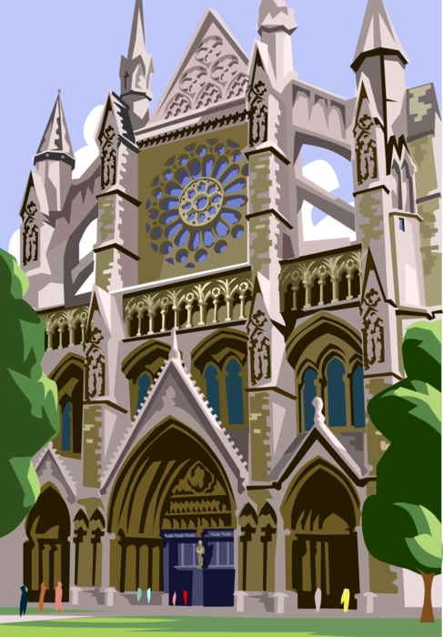 Vector Illustration of Westminster Abbey in London England, United Kingdom