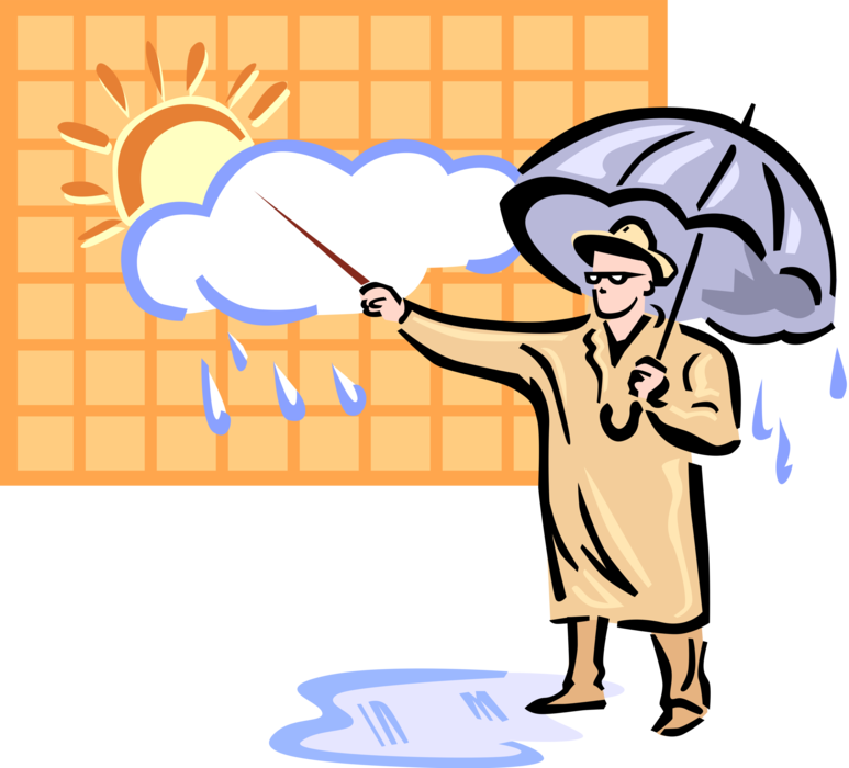 Vector Illustration of Weatherman Gives the Weather Forecast