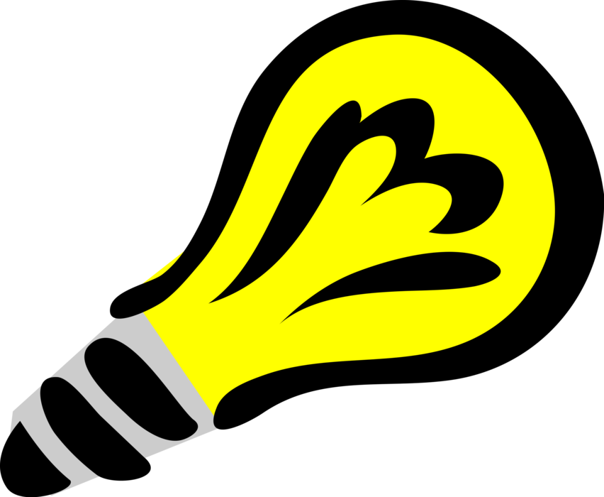 Vector Illustration of Electric Light Bulb Symbol of Invention, Innovation, Inspiration and Good Ideas