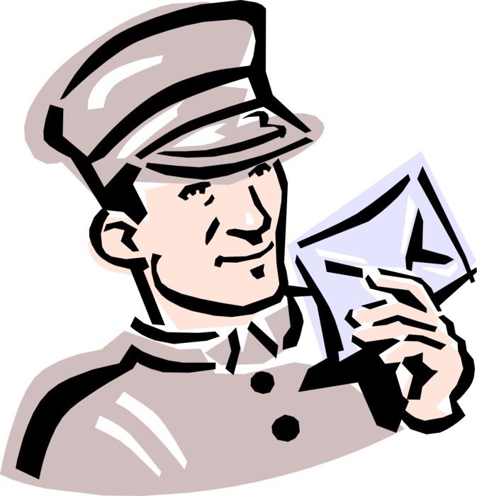 Vector Illustration of 1950's Vintage Style Post Office Mailman with Mail Letter Delivery