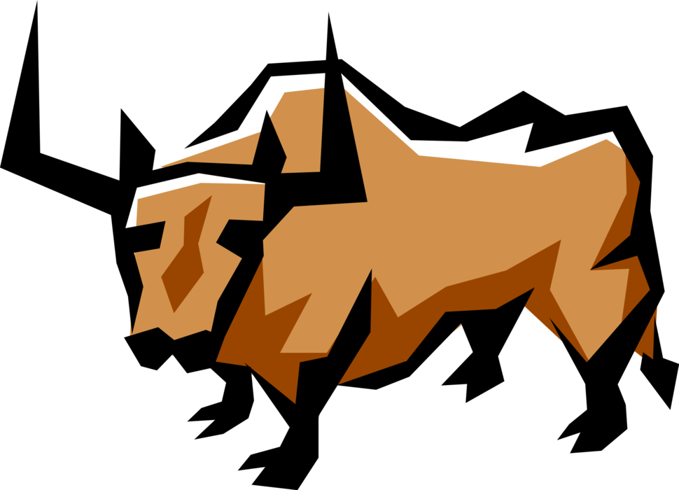 Vector Illustration of Farm Agriculture Livestock Animal Longhorn Bull