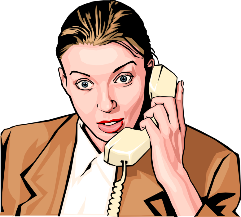 Vector Illustration of Businesswoman on Phone with Customer Can't Believe What She's Hearing