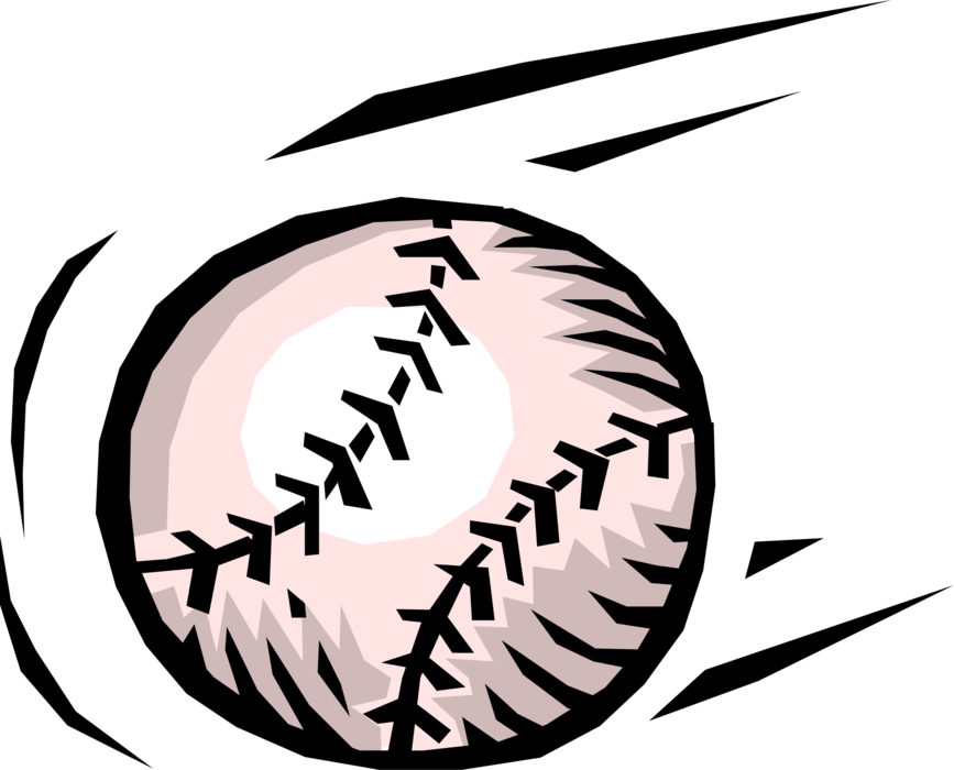 Vector Illustration of American Pastime Sport of Baseball Pitch Thrown to Batter at Home Plate