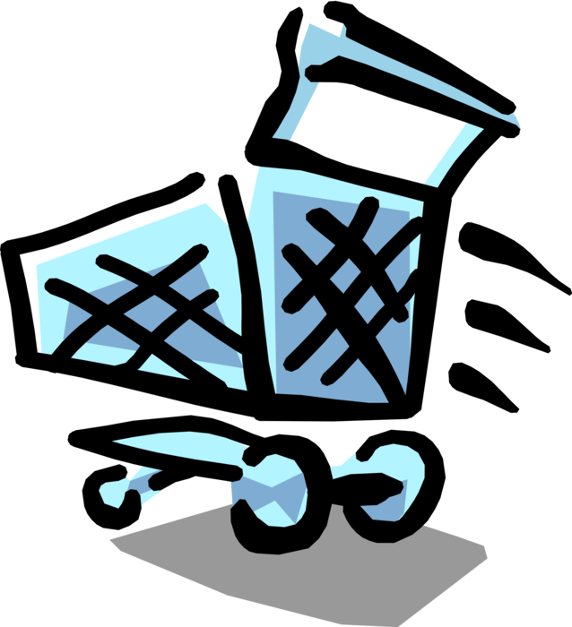 Vector Illustration of Supermarket Grocery Store Shopping Cart