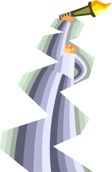 Vector Illustration of Torchbearer Carries Torch to Light the Darkness