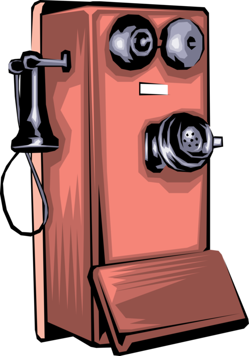 Vector Illustration of Antique Telecommunications Device Telephone or Phone Enables Direct Conversation