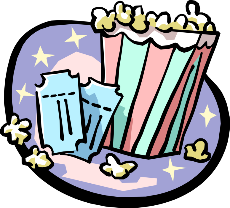 Vector Illustration of Theatre or Theater Snack Popcorn and Tickets