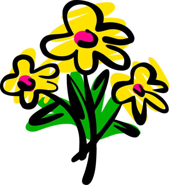 Vector Illustration of Spring Yellow Garden Flowers