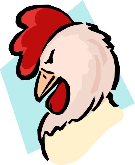Vector Illustration of Cartoon Rooster Cockerel Bird Head with Comb and Waddle