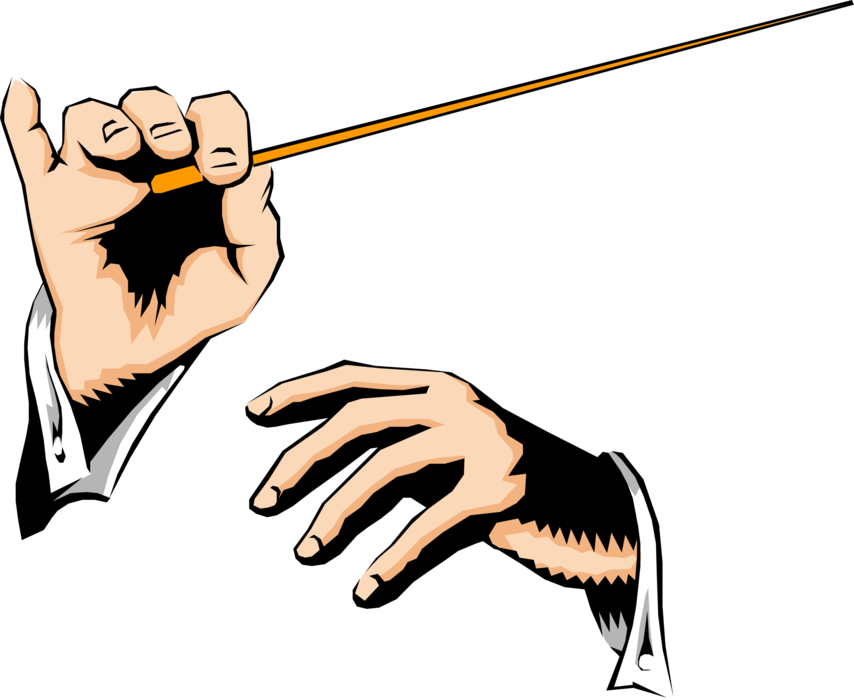 Vector Illustration of Orchestra Conductor Maestro Hands Conducting with Baton