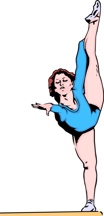 Vector Illustration of Gymnast Performing on Gymnastics Balance Beam