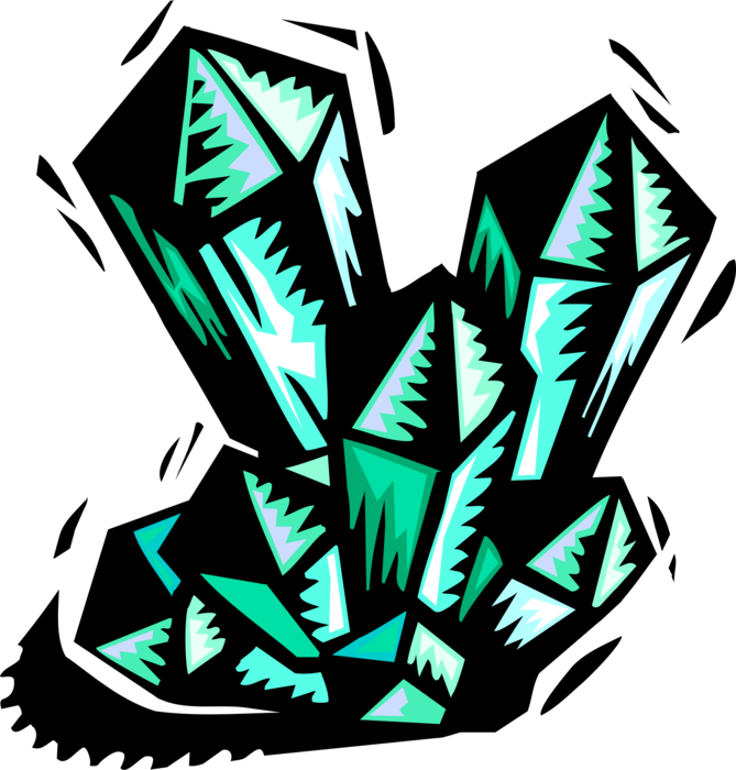 Vector Illustration of Crystalline Solid Crystallized Quartz Shapes