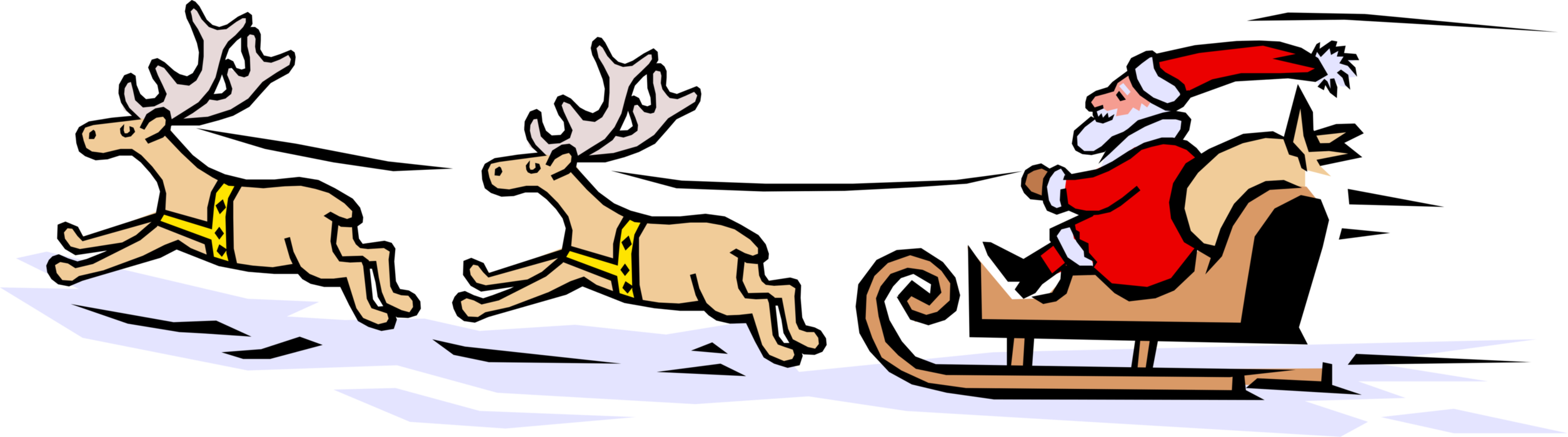 Vector Illustration of Santa's Sleigh with Reindeer