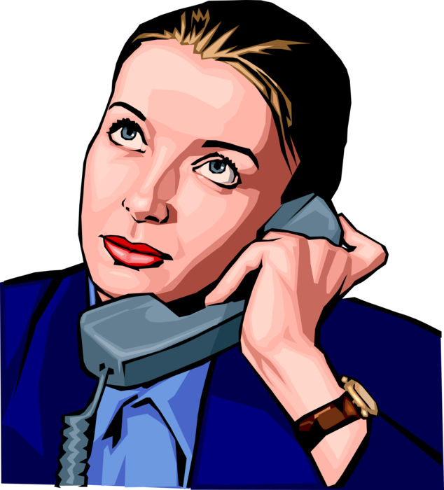 Vector Illustration of Businesswoman on Phone Waits on Hold