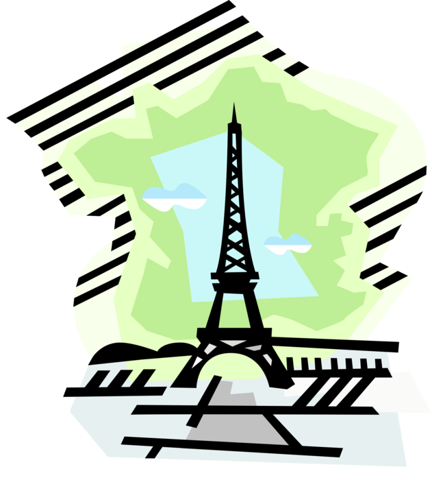 Vector Illustration of Eiffel Tower on Champ de Mars Cultural Icon and World Landmark of Paris, France