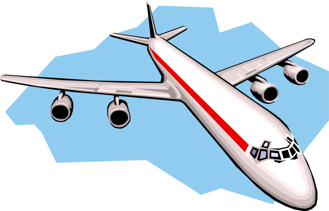 Vector Illustration of Commercial Airplane Passenger Jet Aircraft in Flight