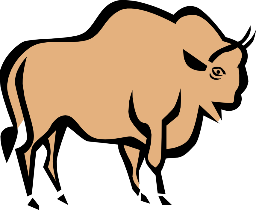Vector Illustration of North American Wood Bison Buffalo