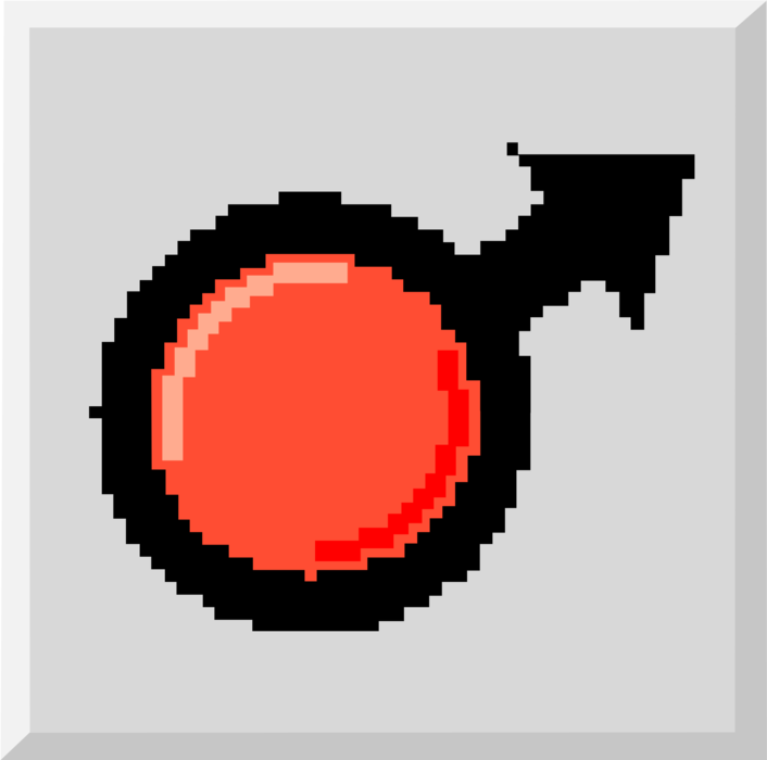 Vector Illustration of Pixelated Bitmap Male Gender Mars Symbol