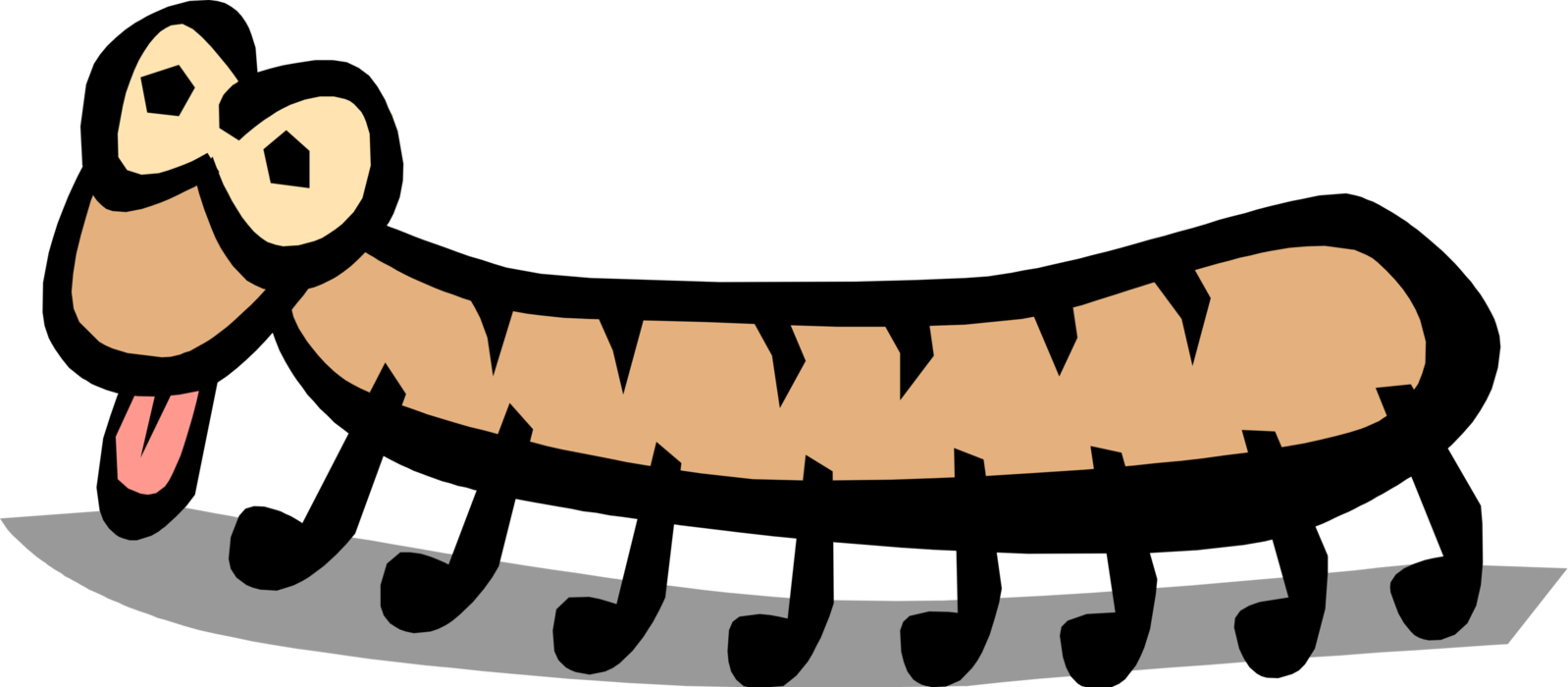Vector Illustration of Cartoon Caterpillar Crawling