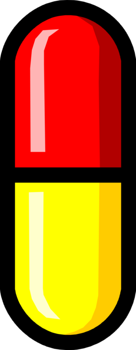 Vector Illustration of Pharmaceutical Drug Dispensed by Medical Prescription Capsule