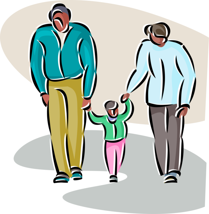 Vector Illustration of Family Parents Mom, Dad and Young Child