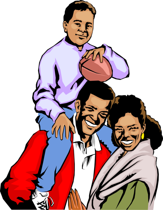 Vector Illustration of African American Family with Child