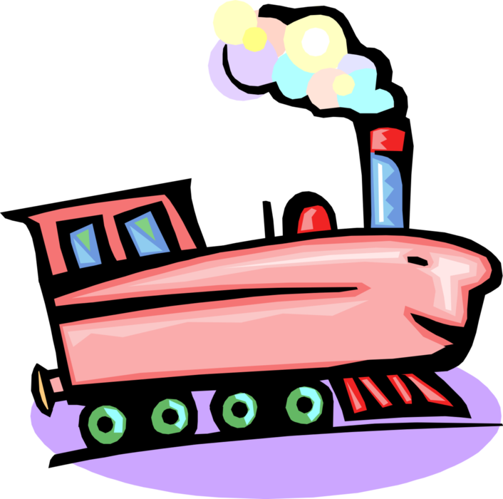 Vector Illustration of Railroad Rail Transport Speeding Locomotive Railway Train