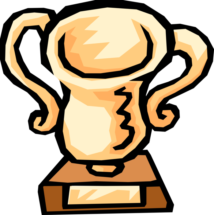 Vector Illustration of Winner's Trophy Cup Prize Award Recognizes Specific Achievement or Evidence of Merit