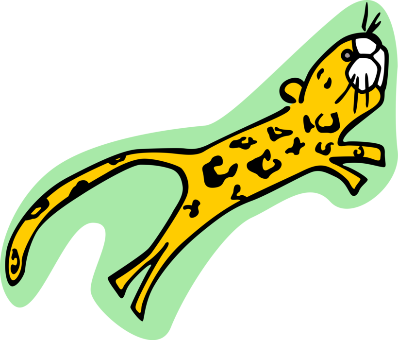 Vector Illustration of Cartoon Carnivore Cat Leopard Leaps