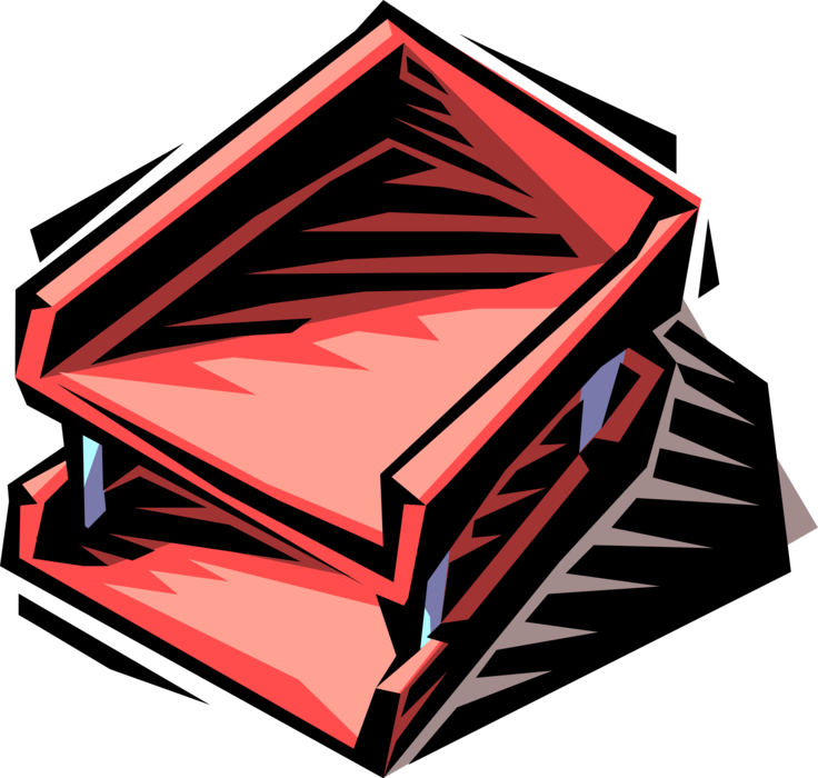 Vector Illustration of In-Basket or In-Box Holds Incoming Documents and Correspondence