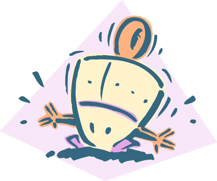Vector Illustration of Little Robot Falls on His Head