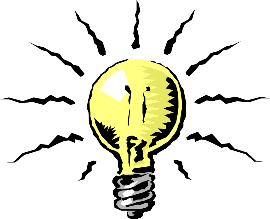 Vector Illustration of Electric Light Bulb Symbol of Invention, Innovation, Inspiration and Good Ideas