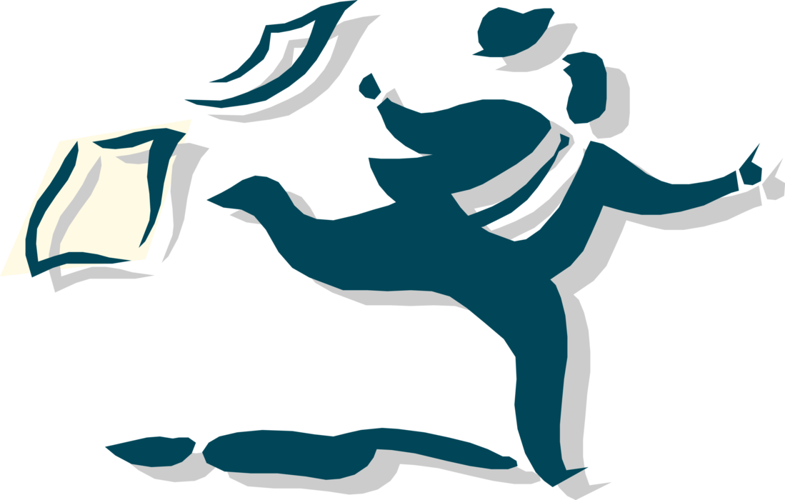 Vector Illustration of Businessman Running from Work