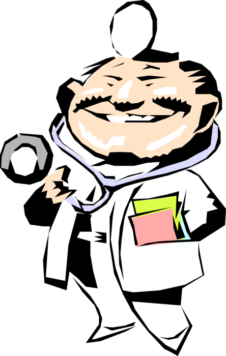 Vector Illustration of Smiling Asian Doctor Physician with Stethoscope