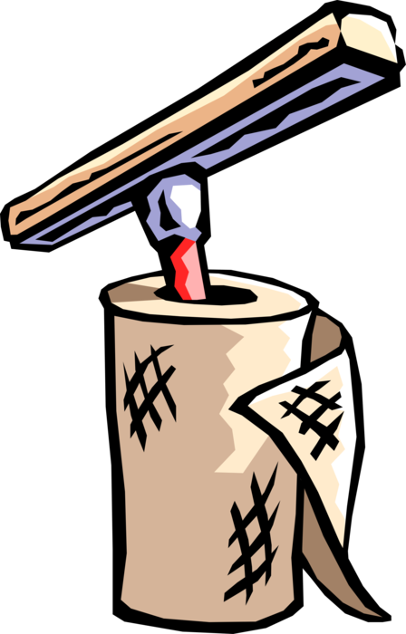 Vector Illustration of Paper Towels with Window Cleaner's Sponge