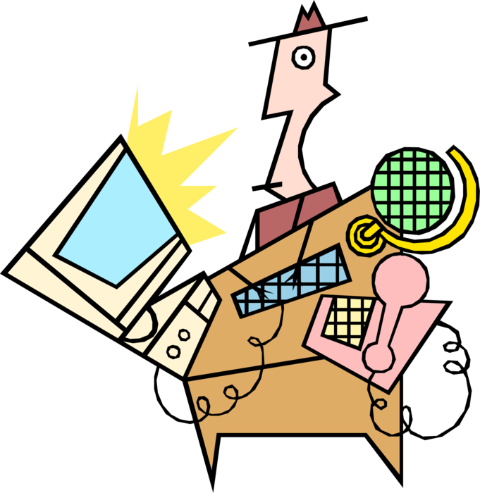 Vector Illustration of Office Executive Handles the Workload