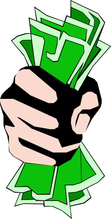 Vector Illustration of Fist Full of Dollars Bills