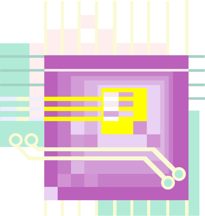 Vector Illustration of Digital Computer Integrated Circuit